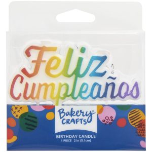 Feliz Cumpleanos Bright Shaped Candle 6 CT