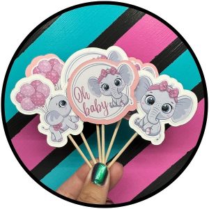 Baby Girl Elephant Cupcake Picks 12 CT