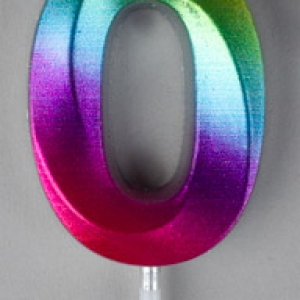 #0 Small Rainbow Metallic Candle 2″ 12 CT