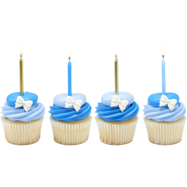Blue Glitter & Gold Candle 12 CT - Image 2