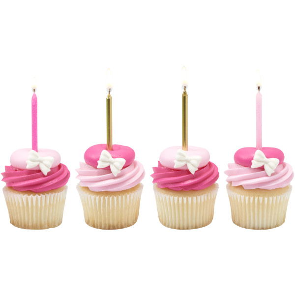 Pink Glitter & Gold Candle 12 CT - Image 2