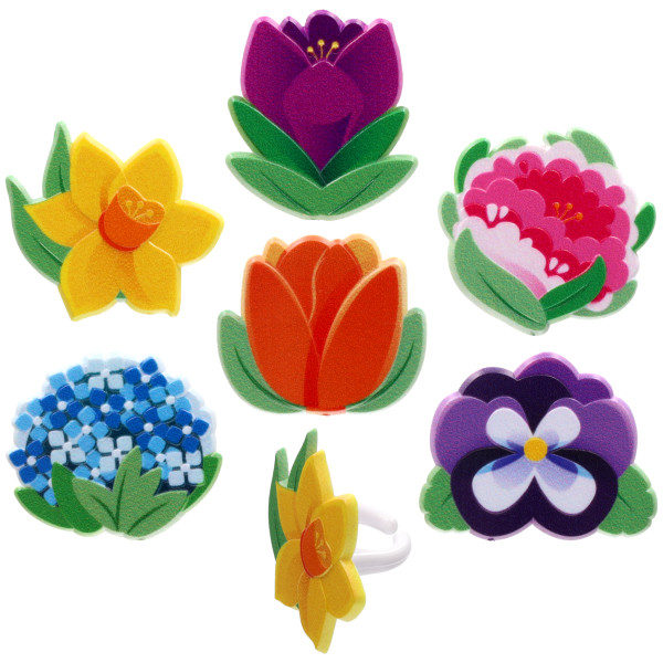 Bright Spring Flowers Cupcake Rings 144 CT - Image 2