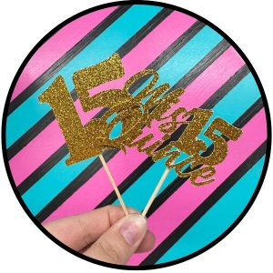 Gold Glitter Mis Quince (15) Cupcake Picks 12 CT