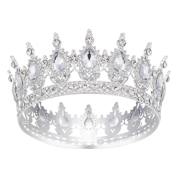 Silver Crown for Women, Crystal Queen Crown for Birthday Costume Party Celebration,