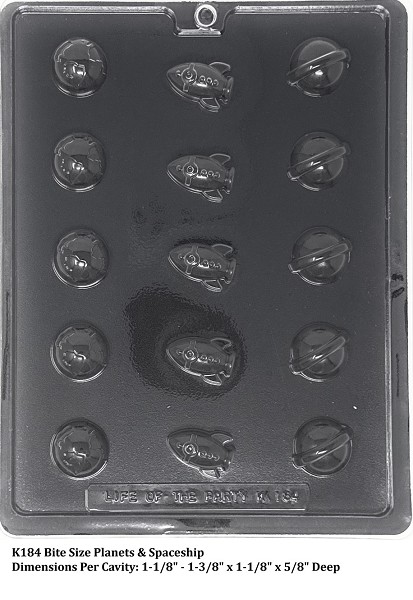 Bite Size Planets & Speceship Candy Mold 15 CAV