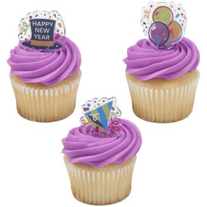 Happy New Year Confetti Cupcakes Rings 144 CT