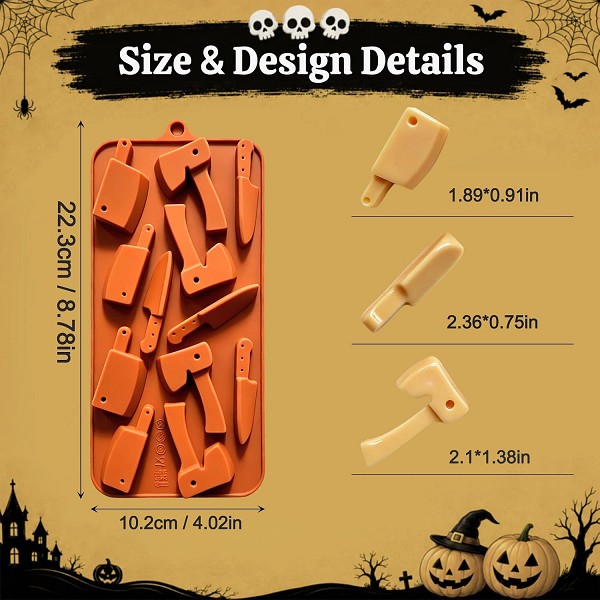 Halloween Mini Axe Knife Silicone Mold 12 Cavities Each