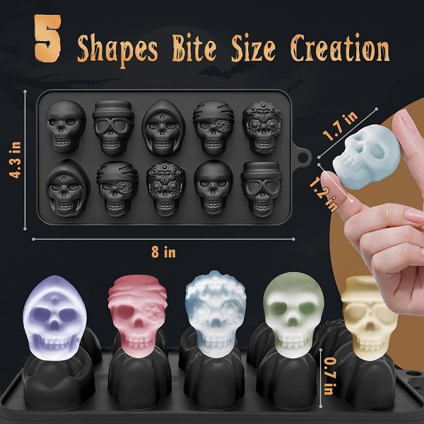 Skull Mold 10 Cavities (5 Shapes) Each