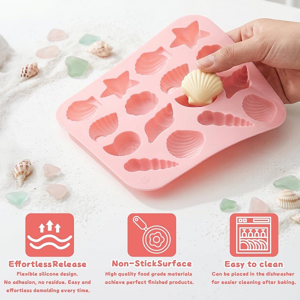 Seashells and Starfish Silicone Mold 16 Cavities Each - Image 2