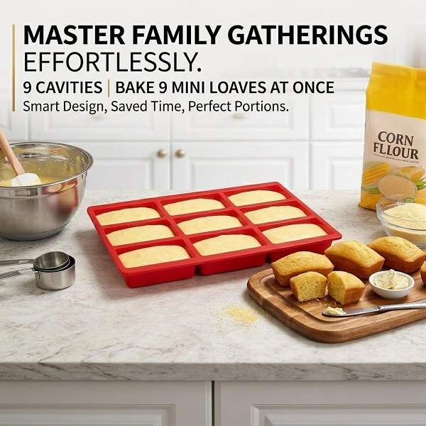 Mini Loaf Pans Silicone Mold 9 Cavities Each - Image 3
