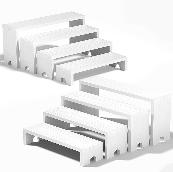 White Tiered Risers Display Stands ,Stackable Cupcake Display Stand, Dessert Table Display Set,Vendor Booth Display Items,Food Display Risers for Party 2 Sets