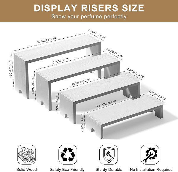 White Tiered Risers Display Stands ,Stackable Cupcake Display Stand, Dessert Table Display Set,Vendor Booth Display Items,Food Display Risers for Party 2 Sets - Image 2