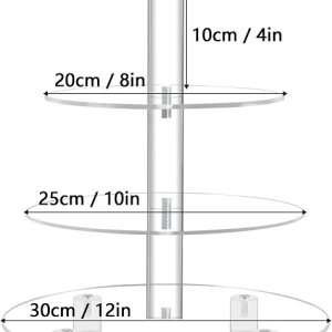 Cupcake Stand 4 Tier Round Tower with Base, Acrylic Cupcake Holder, Clear, 38 Cupcakes, Wedding Birthday Pastry Display Each