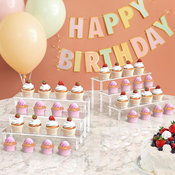 Acrylic Display Risers, 3 Tier Perfume Organizer, Clear Cupcake Stand Set - Image 2