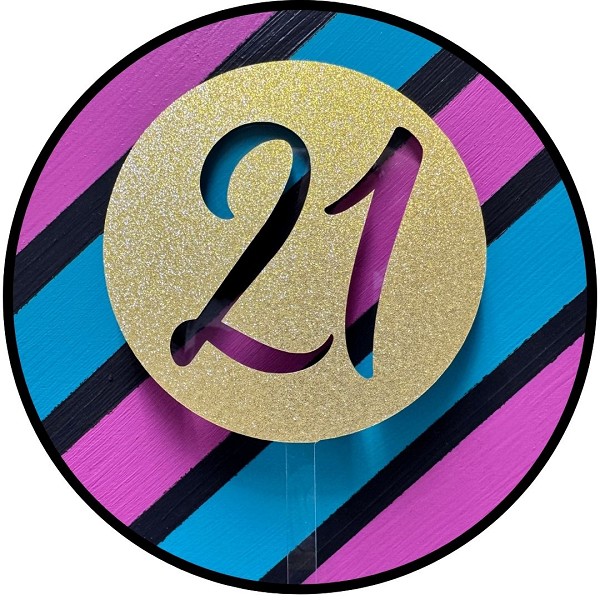 Script 21 Gold Glitter Acrylic Cake Topper EA