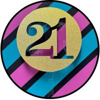 Block 21 Gold Glitter Acrylic Cake Topper EA