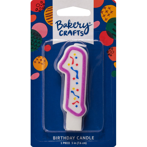 #1 Party Purple Candle 3" 6 CT