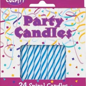 Spiral Candles Blue 2 1/2″ 24 PCS 12 CT
