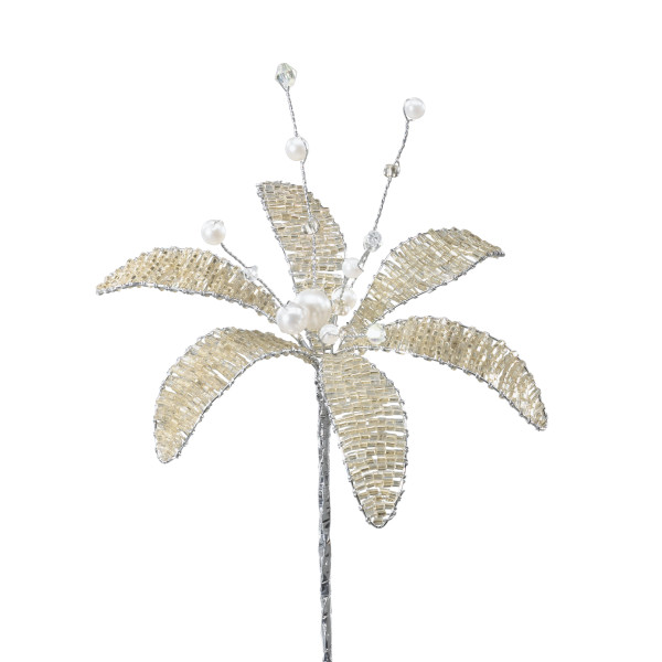 Jeweled Flower Silver 5" 3 CT