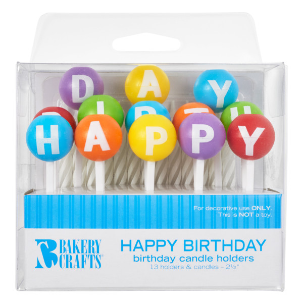 Happy Birthday Letter Holders w/candle 6 CT