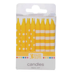 Dots & Stripes Candles Yellow 12 CT