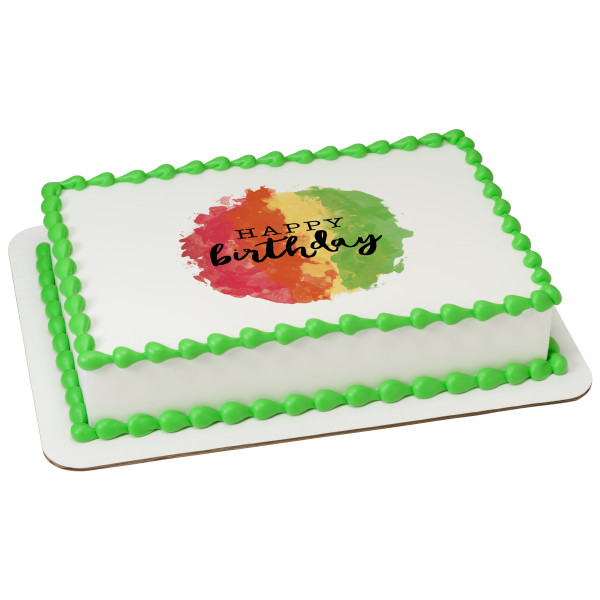 Tropical Watercolor Birthday EI 6 3/4" 12 CT