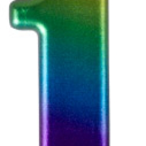 #1 Large Rainbow Metallic Candle 3″ 12 CT