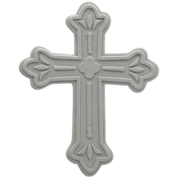 Silver Cross Ornate Gum Paste Layon 4.25"x 4.25" 12 CT
