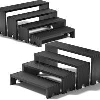 Black Tiered Risers Display Stands ,Stackable Cupcake Display Stand, Dessert Table Display Set,Vendor Booth Display Items,Food Display Risers for Party 2 Sets